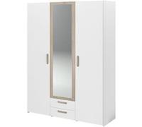 Armoire DREAM 3 portes Panneau de particules Miroir Décor L150 H200 P52 cm Blanc Blanc G