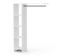 Armoire dressing 1 penderie 4 étagères couleur blanc mat - Largeur 123,2 x Profondeur 39,6 et Hauteur 180 cm