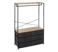 Armoire dressing avec 6 tiroirs en bois coloris naturel et métal coloris Gris Foncé