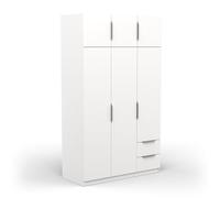 Armoire Dressing avec Penderie Moderne 6 Portes 5 Etagères 2 Tiroirs - Blanc Mat - 119,4 x 51,1 x 203 cm
