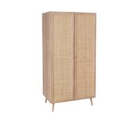 Armoire dressing cannage et décor bois 2 portes et penderie