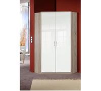 Armoire dressing d'angle COOPER 2 portes 95*95 laquée blanc / décor chêne