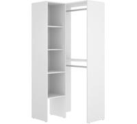Armoire dressing d'angle en panneaux de particules mélaminés coloris blanc - Longueur 79.5 x Profondeur 88.5 x Hauteur 185 cm
