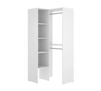 PEGANE Armoire Dressing d'angle en Panneaux de Particules mélaminés Coloris Blanc - Longueur 79.5 x Profondeur 88.5 x Hauteur 185 cm