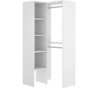 PEGANE Armoire Dressing d'angle en Panneaux de Particules mélaminés Coloris Blanc - Longueur 79.5 x Profondeur 88.5 x Hauteur 185 cm