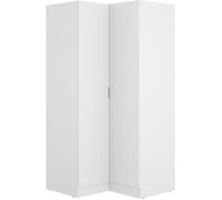 Armoire dressing d'angle en panneaux de particules mélaminés coloris blanc - Longueur 90.5 x Profondeur 92.5 x Hauteur 184.2 cm