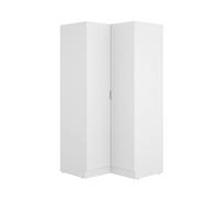 PEGANE Armoire Dressing d'angle en Panneaux de Particules mélaminés Coloris Blanc - Longueur 90.5 x Profondeur 92.5 x Hauteur 184.2 cm