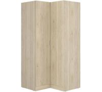 Armoire dressing d'angle en panneaux de particules mélaminés coloris chêne - Longueur 90.5 x Profondeur 92.5 x Hauteur 184.2 cm