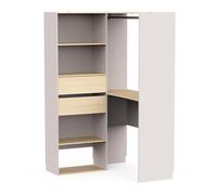 Armoire dressing d'angle modulable couleur chêne clair / beige - Largeur 118,6 x Profondeur 121,6 x Hauteur 203 cm