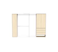 PEGANE Armoire Dressing d'angle modulable Couleur chêne Clair/Beige - Largeur 150 x Profondeur 191,5 x Hauteur 204,5 cm