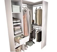 Armoire dressing double en bois mélaminé coloris blanc - Longueur 98 x Profondeur 41 x Hauteur 187 cm
