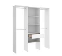 Armoire dressing en bois mélaminé avec 1 colonne et penderies coloris blanc - Longueur 160 x Profondeur 50 x Hauteur 187 cm