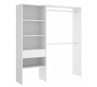 Armoire dressing en panneau de particules mélaminés avec un tiroir coloris blanc - Longueur 160 x Profondeur 40 x Hauteur 187 cm