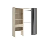PEGANE Armoire Dressing Extensible en Panneau de Particules Coloris chêne Naturel - Longueur 110-160 x Profondeur 50 x Hauteur 205 cm