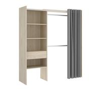 Armoire dressing extensible en panneau de particules coloris chêne naturel - Longueur 110-160 x Profondeur 50 x Hauteur 205 cm