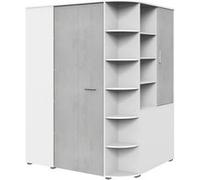 Armoire Pegane Armoire dressing placard coloris Blanc, rechampis teinte béton gris clair - Longueur 124 x Hauteur 199 x Profondeur 148 cm--