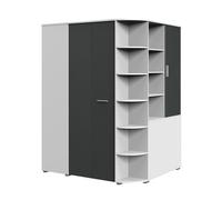 Armoire Dressing Placard, Meuble de Rangement Blanc, rechampis Graphite - Longueur 124 x Hauteur 199 x Profondeur 148 cm