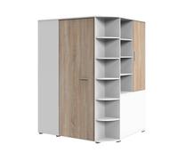 Armoire Dressing Placard, Meuble de Rangement Coloris Blanc, rechampis Imitation chêne - Longueur 124 x Hauteur 199 x Profondeur