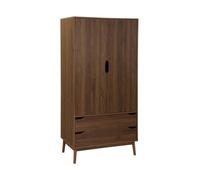 Armoire dressing vintage décor bois 2 portes. 2 tiroirs. 1 tringle