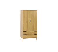sweeek - Armoire Dressing Vintage Effet frêne 2 Portes. 2 tiroirs. 1 Tringle