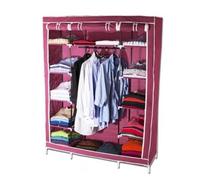 Armoire dressing XXL penderie + étagères, armoire textile zippée tissu non tissé sur structure acier 177 x 135 x 43,5 cm - Rouge