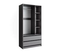 armoire Elmo, 100 x 200 cm avec 2 tiroirs, Anthracite, Vicco