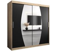 Armoire Elypse Avec Porte Coulissante et Miroir - Dressing Pour Chambre Adulte - Penderie Vetement - Garde Robe - Placard 2 Portes - Closet