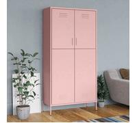 Armoire en acier - vidaXL - Rose - 90x50x180 cm - 4 étagères réglables - Penderie intégrée - Bouches d'aération