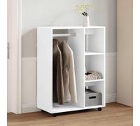 Armoire en bois - Blanche - 80 x 40 x 110 cm - Avec espace de rangement - Roulettes et étagères - Système de rangement moderne - Compacte et facile à nettoyer
