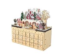 Armoire en bois de calendrier de l ' de Noël sculptée à la main avec 24 tiroirs, boîte pour l ' organisation du festival, armoire de calendrier de compte à rebours de Noël