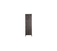 Armoire en bois de frêne marron, haute, 2 portes, 3 étagères, 1 tiroir, base en métal noir - Woood, New - 60x42x210 cm