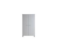 Armoire en bois de pin gris béton, 2 portes, 5 étagères, avec penderie, finition brossée, FSC - Woood, Dennis - 111x55x202 cm