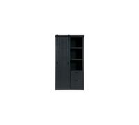 Armoire en bois de pin massif noir, 1 porte coulissante, 3 étagères, 2 tiroirs, FSC - VT wonen, Barn - 122x37x230 cm
