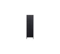 Armoire en bois de pin noir, 2 portes, 1 tiroir, 3 étagères réglables, pieds métal H15 cm - Woood, Trian - 60x42x210 cm