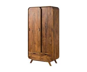 Armoire en Bois de Sheesham 90x45x180 Marron Clair laqué Mailand #110