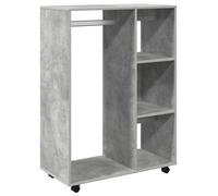 Armoire en bois dérivé du bois, 80 x 40 x 110 cm, avec roulettes, espace de rangement, compartiment ouvert et étagères latérales, pour chambre à coucher, système de rangement moderne pour un rangement