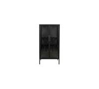 Armoire en bois noir, vitrée, 10 bouteilles, rangement verres, fermeture magnétique - White Label, Rob - 52x35x103 cm