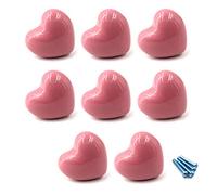 Armoire en c¨¦ramique poign¨¦es tiroirs boutons de la forme du coeur boutons de placard pour les boutons de cuisine enfants salle armoires placards Toy organisateur bo?te biblioth¨¨que-8pcs Rose