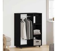 Armoire en chêne noir aspect bois de chêne noir, 80 x 40 x 110 cm, avec espace de rangement, tiroirs et tringle à vêtements, pour chambre à coucher, système de rangement moderne, compacte et facile