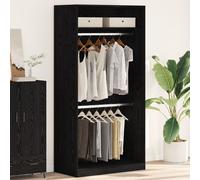 vidaXL Armoire en chêne Noir 100 x 50 x 200 cm, Placard Robuste en Bois d'ingénierie avec Une Barre de Suspension et des étagères intégrées pour Ranger tes Affaires dans la Chambre.