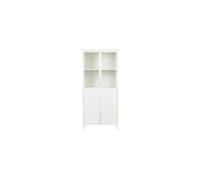 Armoire en fer blanc, 2 portes, 5 étagères, portes partiellement vitrées, style industriel - White Label, Miya - 68x35x150 cm