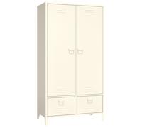 Armoire en métal 2 portes avec penderie blanche MAEVA