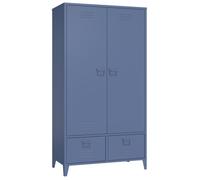 Armoire en métal 2 portes avec penderie bleu gris MAEVA