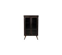 Armoire en métal noir, 2 portes vitrées en verre trempé, 2 étagères, portes aimantées - Dutchbone, Denza - 60x35x100 cm