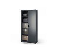 Jan Nowak Armoire de Bureau métallique 4 étagères tôle d'acier revêtement en Poudre 185 cm x 90 cm x 40 cm (Anthracite)