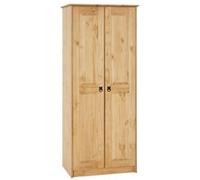 Armoire en pin BARRIO style mexicain, 2 portes, finition teintée/cirée Naturel G