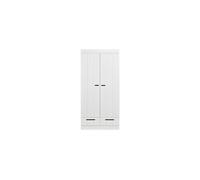 Armoire en pin massif blanc, 2 portes, 2 tiroirs, 1 étagère - Woood, Connect - 94x53x195 cm