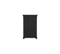 Armoire en pin massif FSC noir, 2 portes, 5 étagères, serrure à clé, kit à monter - Woood, Isabel - 118x47x191 cm