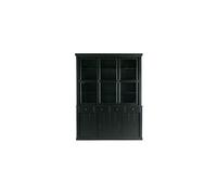 Armoire en pin massif noir, 4 tiroirs, 5 portes et plus, portes coulissantes, enfilade, FSC - Woood, Lagos - 166x48x214 cm