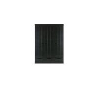 Armoire en pin massif noir, FSC, 3 portes, 3 tiroirs, 5 étagères, avec penderie - Woood, Connect - 140x53x195 cm